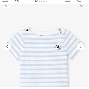 Jacadi Blue and White Striped Short Sleeve Tee